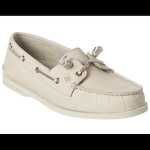 Sperry croc embossed leather boat shoe size 8 1/2